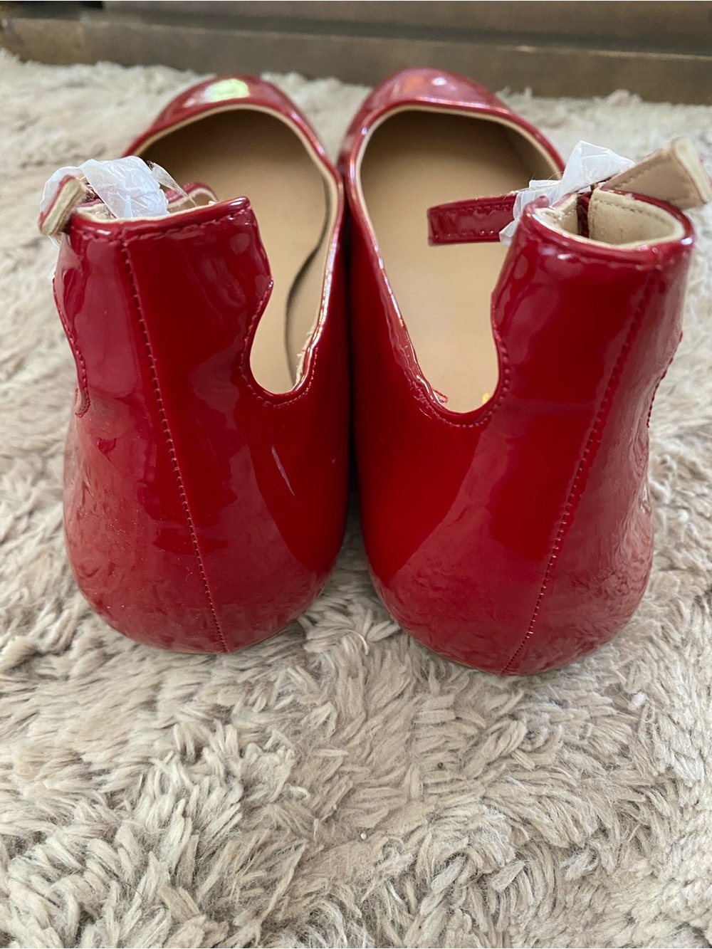 Dream Pairs Glossy Red Ankle Strap Ballet Flats - Picture 4 of 10